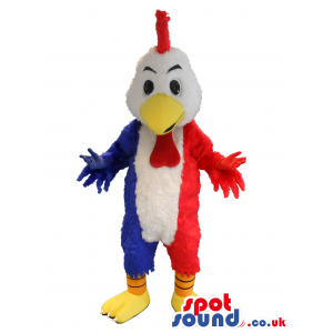 White, Red And Blue Striped Hen Plush Mascot - Custom Mascots