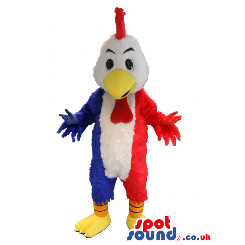 White, Red And Blue Striped Hen Plush Mascot - Custom Mascots