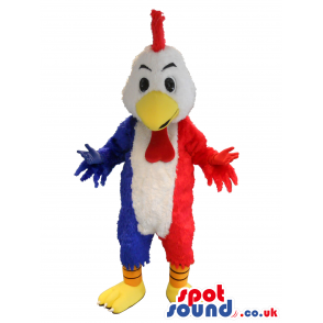 White, Red And Blue Striped Hen Plush Mascot - Custom Mascots