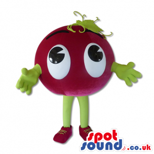 Cute Big Red Apple Mascot With Huge Eyes - Custom Mascots