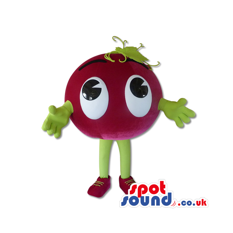Cute Big Red Apple Mascot With Huge Eyes - Custom Mascots