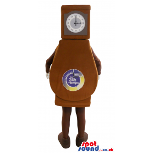 Grandfather Clock Mascot With Logo On The Back - Custom Mascots