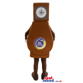 Grandfather Clock Mascot With Logo On The Back - Custom Mascots