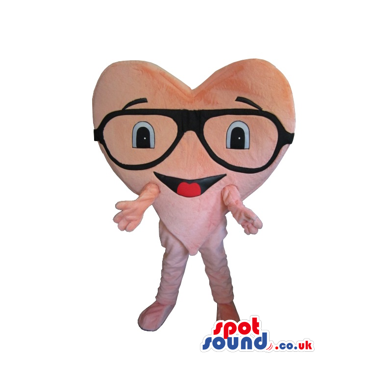 Amazing Big Heart Plush Mascot Wearing Glasses - Custom Mascots