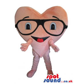 Amazing Big Heart Plush Mascot Wearing Glasses - Custom Mascots