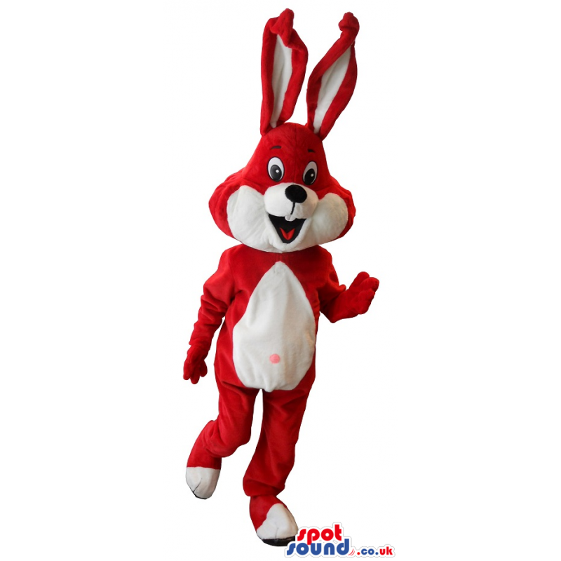 Red And White Bunny Plush Mascot - Custom Mascots