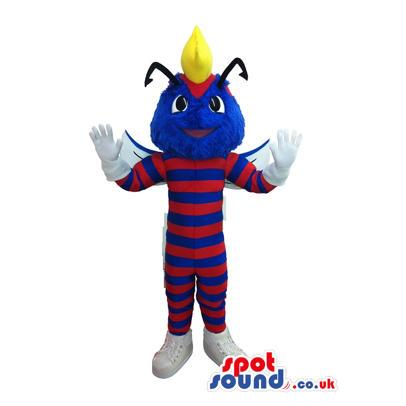 Blue And Red Striped Insect Plush Mascot - Custom Mascots