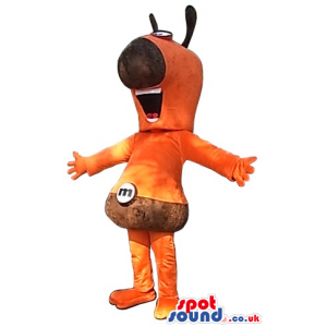 Orange Dog Plush Mascot With Big Black Nose - Custom Mascots