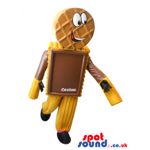 Funny Chocolate Biscuit Mascot With Round Head - Custom Mascots