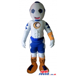 Big Football Ball Mascot With A Logo And Orange Boots - Custom