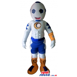 Big Football Ball Mascot With A Logo And Orange Boots - Custom