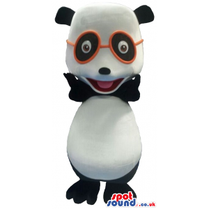 Funny Panda Bear Plush Mascot Wearing Glasses - Custom Mascots