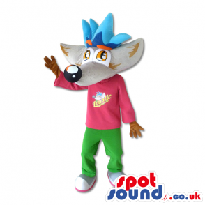 Fox Mascot With Big Head Wearing A Red T-Shirt - Custom Mascots