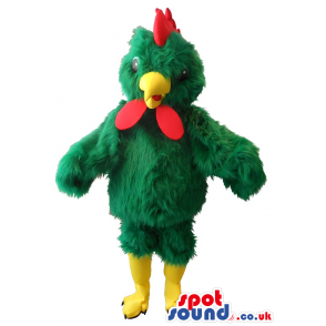 Green Hairy Plush Hen Mascot With Yellow Legs - Custom Mascots