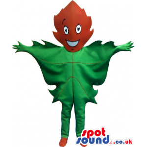 Big Green Leaf Mascot With Red Head - Custom Mascots