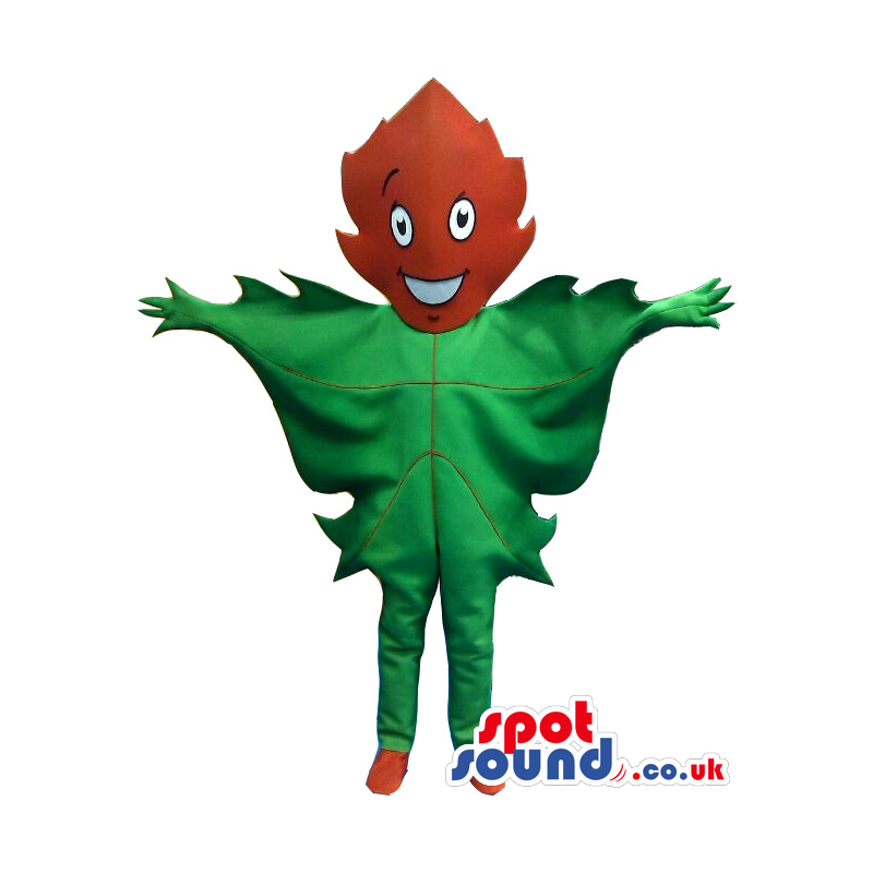 Big Green Leaf Mascot With Red Head - Custom Mascots