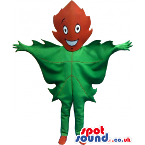 Big Green Leaf Mascot With Red Head - Custom Mascots