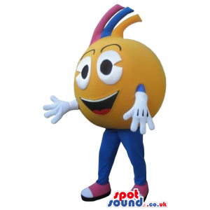 Yellow Ball Mascot With Colourful Hairs - Custom Mascots