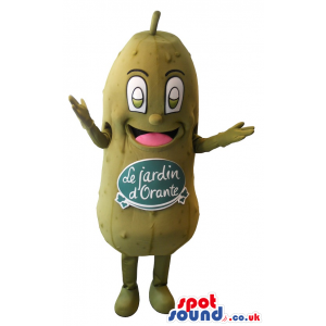 Spectacular Gherkin Mascot With Funny Face And Logo - Custom