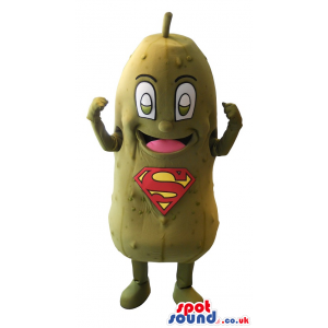Spectacular Gherkin Mascot With Funny Face And Logo - Custom