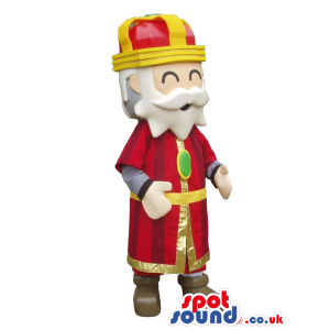 Cute King Mascot With Red Gown And A Crown - Custom Mascots