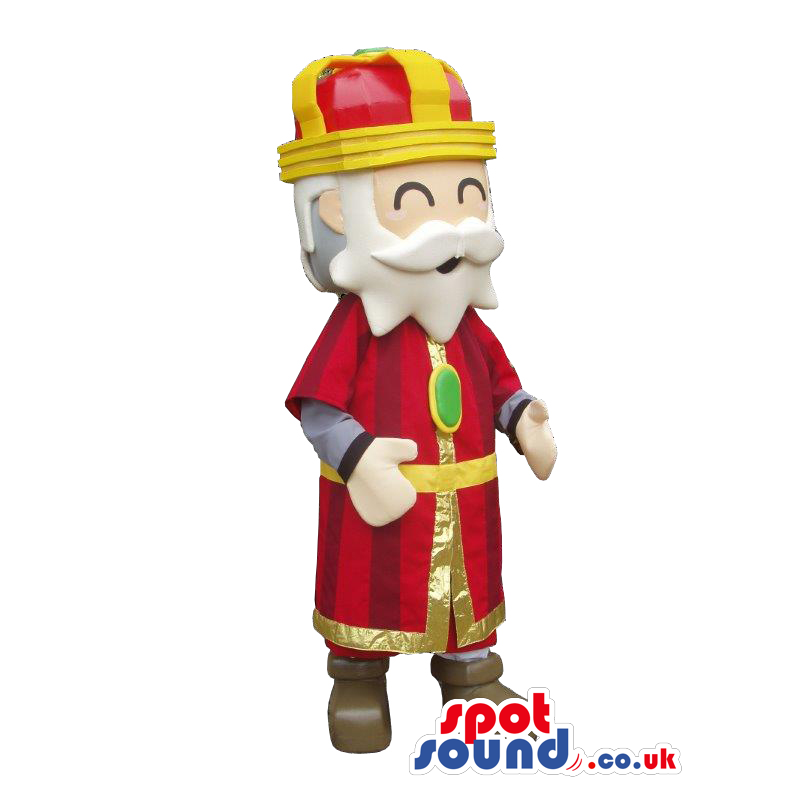 Cute King Mascot With Red Gown And A Crown - Custom Mascots