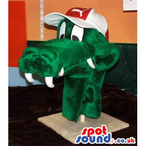 Green Dragon Head Plush Mascot With A Cap - Custom Mascots