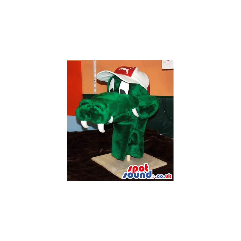 Green Dragon Head Plush Mascot With A Cap - Custom Mascots