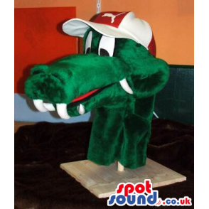 Green Dragon Head Plush Mascot With A Cap - Custom Mascots