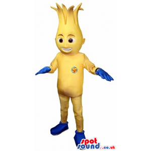 Funny Yellow Mascot With Blue Shoes And Gloves - Custom Mascots