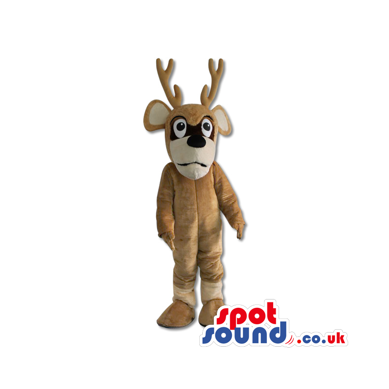 Brown And Beige Shy Reindeer Plush Mascot - Custom Mascots