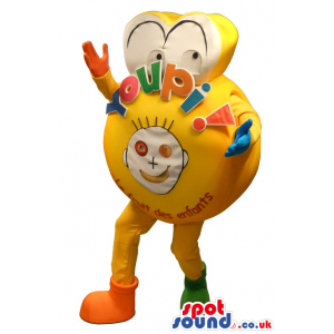 Yellow Party Mascot With Funny Big Eyes - Custom Mascots