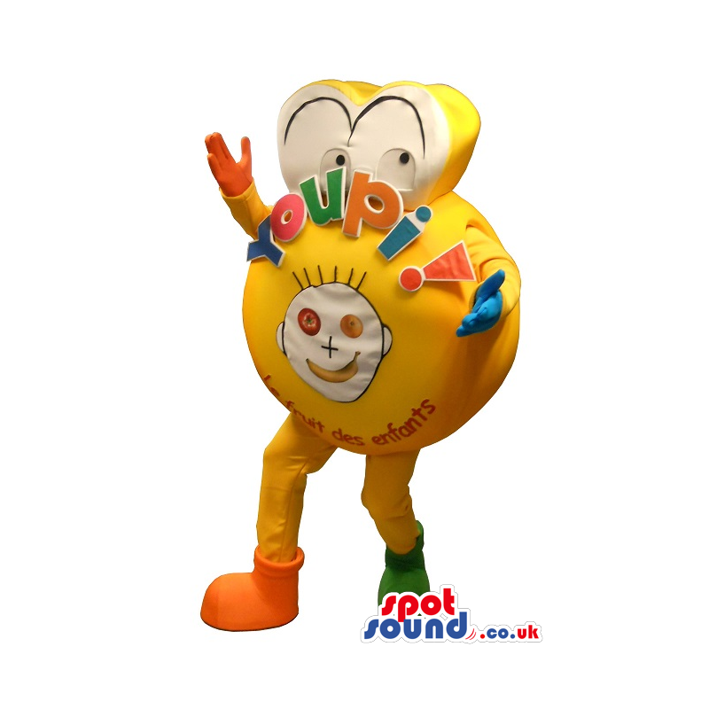 Yellow Party Mascot With Funny Big Eyes - Custom Mascots