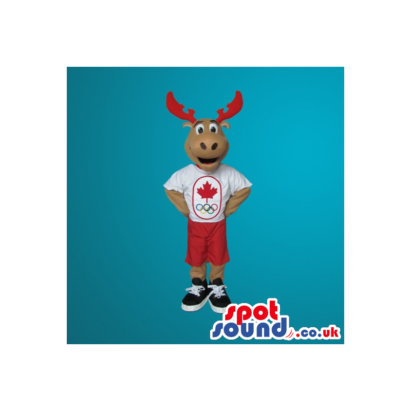 Brown Moose Plush Mascot With Sports Clothes - Custom Mascots