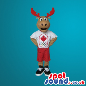 Brown Moose Plush Mascot With Sports Clothes - Custom Mascots