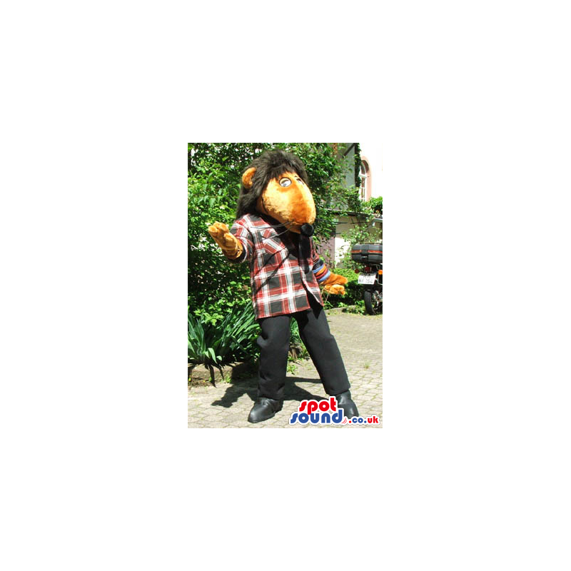 Brown Rat Wearing A Lumberjack Shirt - Custom Mascots