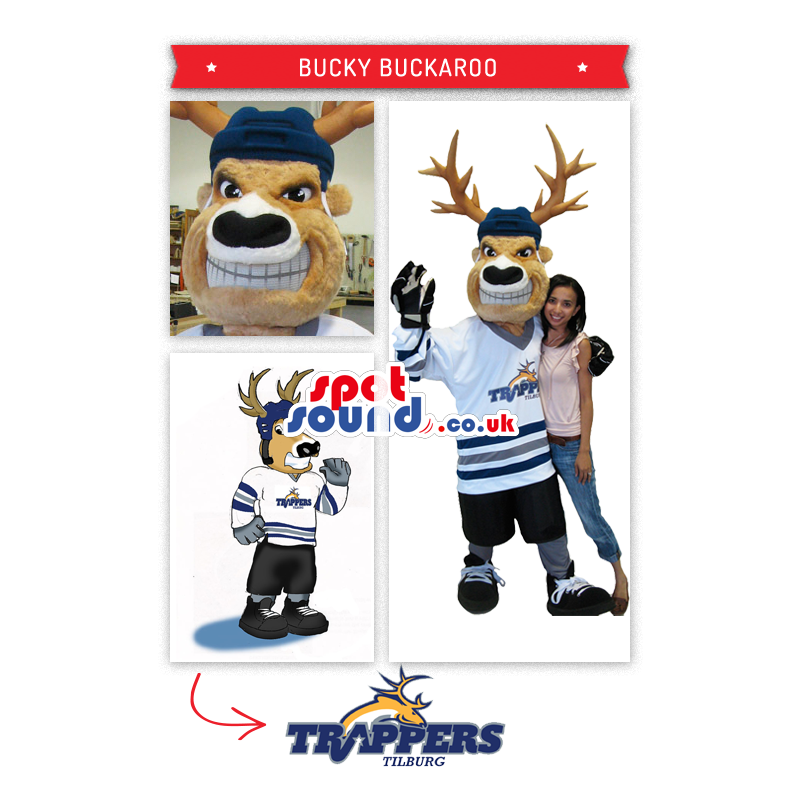 Amazing Moose Plush Mascot With Ice-Hockey Shirt - Custom