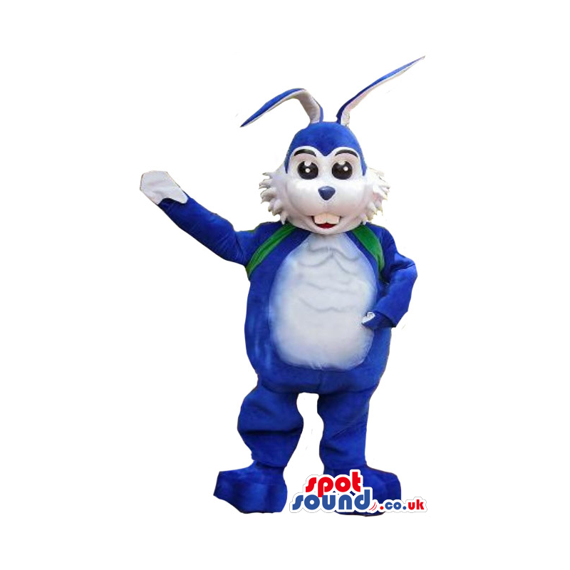 Adorable Blue And White Rabbit Mascot - Custom Mascots