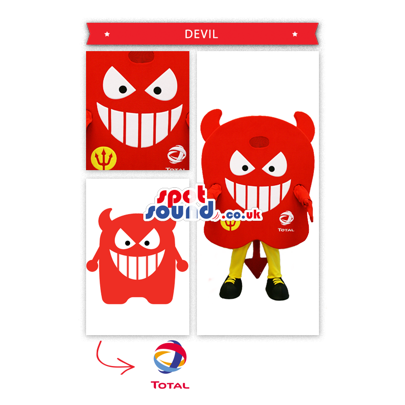 Big Red Devil Mascot Symbol With Logos - Custom Mascots