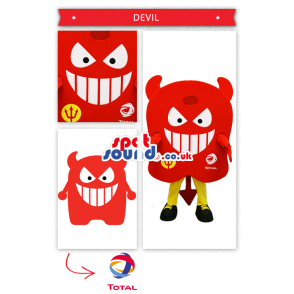 Big Red Devil Mascot Symbol With Logos - Custom Mascots