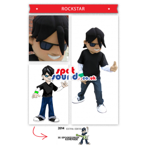 Cool Rock Star Boy Mascot With Sunglasses - Custom Mascots