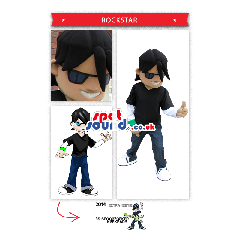 Cool Rock Star Boy Mascot With Sunglasses - Custom Mascots