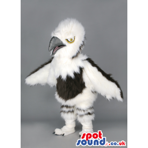 Fluffy menacing white and black eagle with silver beak - Custom
