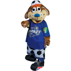 Brown Dog Plush Mascot Wearing Football Clothes - Custom Mascots