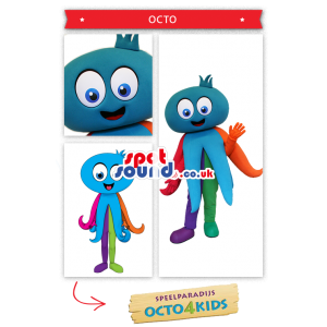Blue Octopus Mascot With Colourful Legs - Custom Mascots