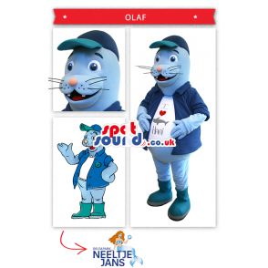 Blue Seal Mascot Wearing A Shirt And Wellingtons - Custom