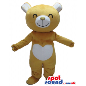 Light-brown and white bear with a big head and a smiling face -