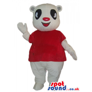 White bear with big painted black eyes, a big painted red nose