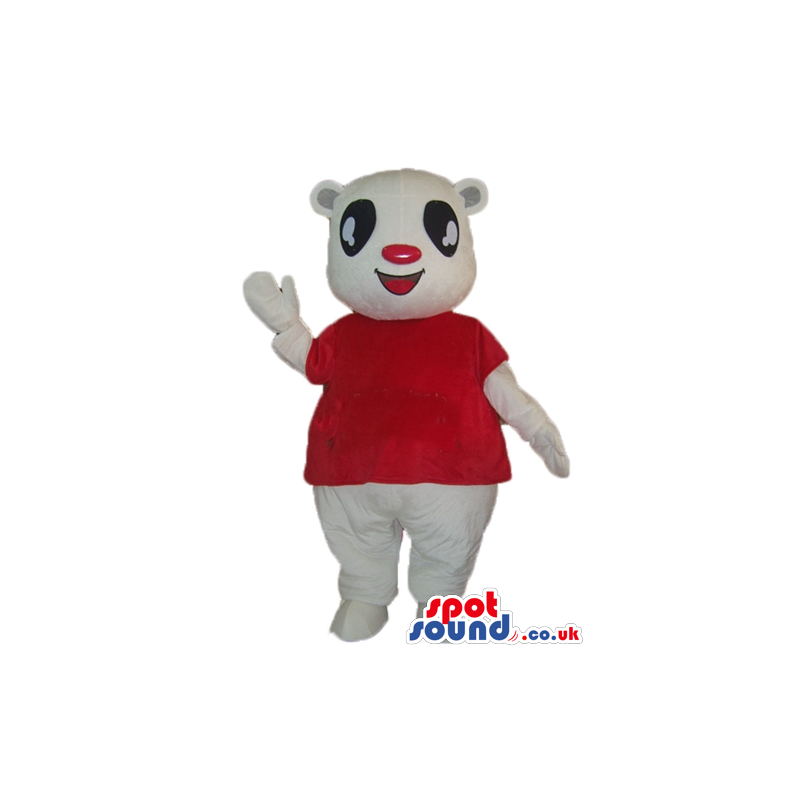 White bear with big painted black eyes, a big painted red nose