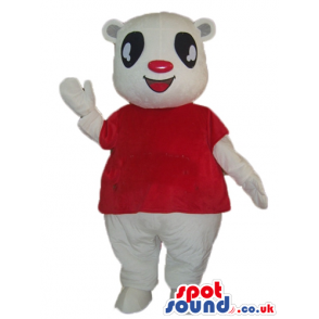 White bear with big painted black eyes, a big painted red nose